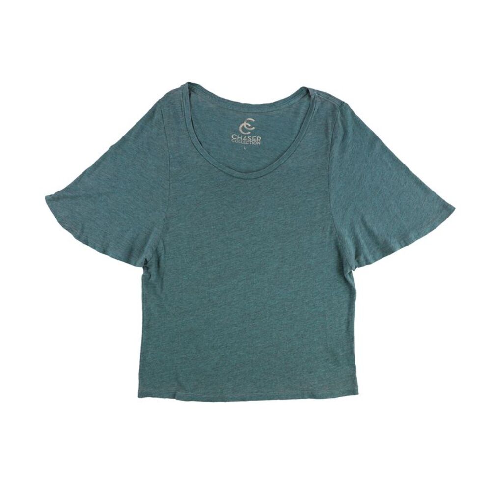 Chaser Collection Womens Solid Basic T-Shirt, Blue, L, DM